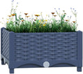 Raised Garden Bed Blue Gray Polypropylene (PP) Planter Box 15.7x15.7x9.1 inch Modern Square Outdoor Planters for Outdoor Plants Durable Weather Resistant Gardening