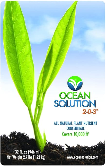 Ocean Solution Organic Liquid Fertilizer - Plant Nutrient Concentrate - Ideal for Livestock &amp Hydroponic - Easy Application No Stains or Clogging - Restores Mineral in Soils - 1 Gallon