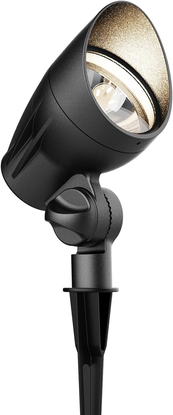GOODSMANN Low Voltage Landscape Spotlights 5W LED Outdoor Floodlights 2700K Warm White Replaceable LED Outside Hardwired Lighting with Metal Stake Cable Connector Replaceable