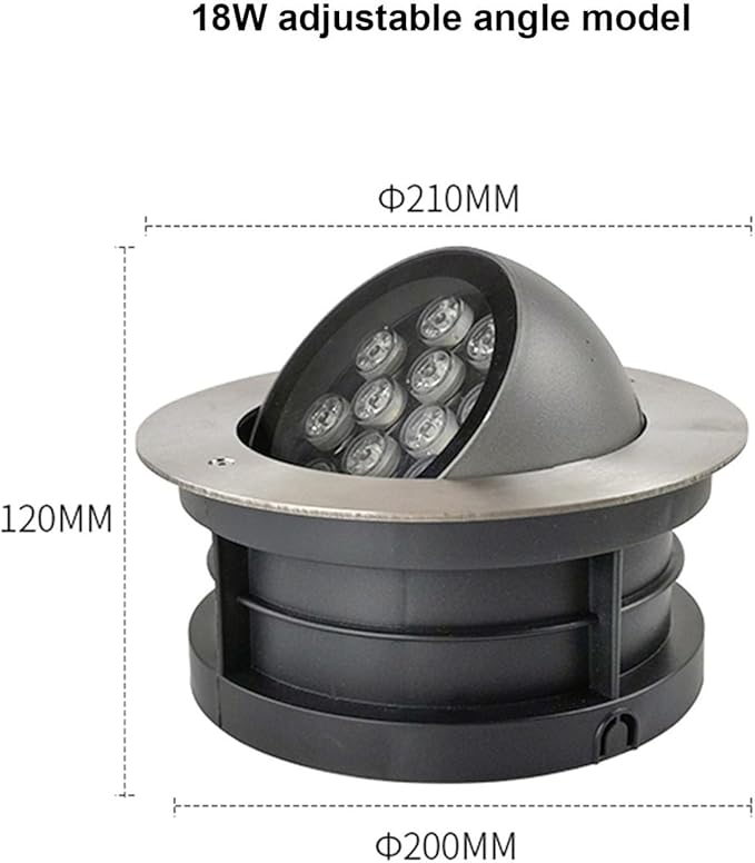 LED Beam Spotlight IP67 Waterproof Adjustable Angle Ground LED Landscape Lamp Recessed Stainless Steel Round Garden Light Green 18W (24V) &amp Warm White 9W (85)