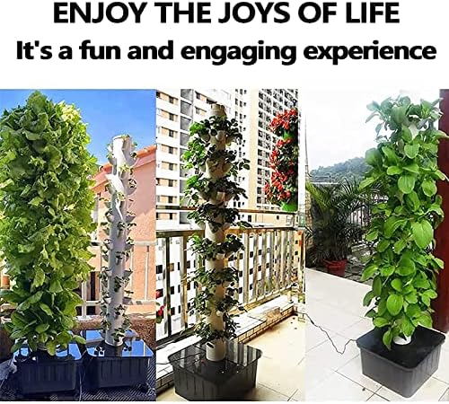 Hydroponics Tower Growing System Set 15 Floors 45 Holes Vertical Kit for Aquaponics and Hydroponic Gardening