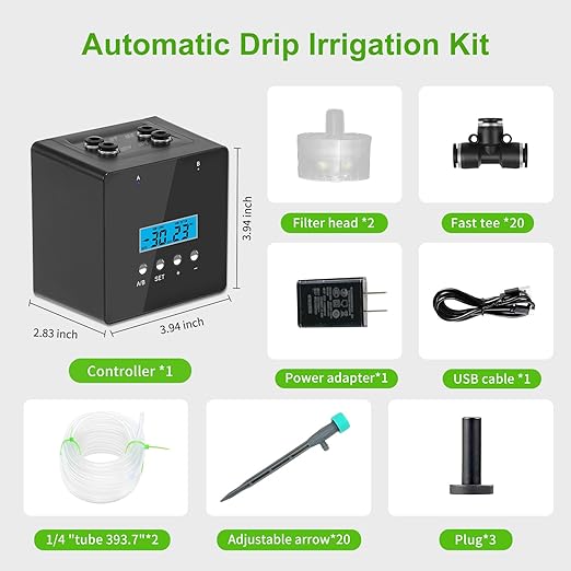 Automatic Watering System for Potted Plants | Indoor Plant Waterer with Programmable Timer Dual Self-Priming Pumps Drip Irrigation Kit for Up to 20 Plants