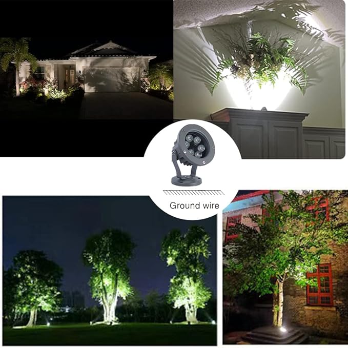 Kiven Outdoor Landscape Yard Floodlight LED Lighting 6W Waterproof IP65 Graden Lights COB Led Spotlights for Signboard Lighting Wall Light、Lawn Decorative Lamp Plug-In Ground Lights （6000K）