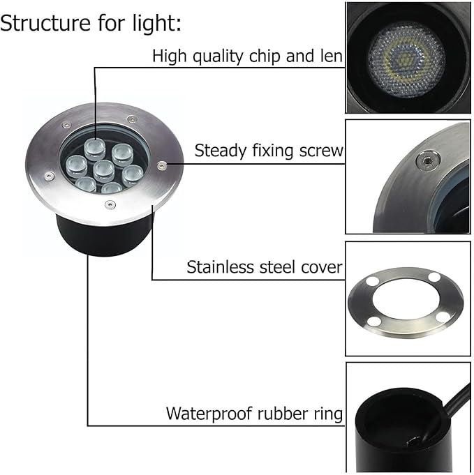Outdoor LED Spotlight AC220V LED Embedded Buried Lamp IP67 Waterproof Staircase Floor Aisle Illumination Building Outdoor(Green6W)
