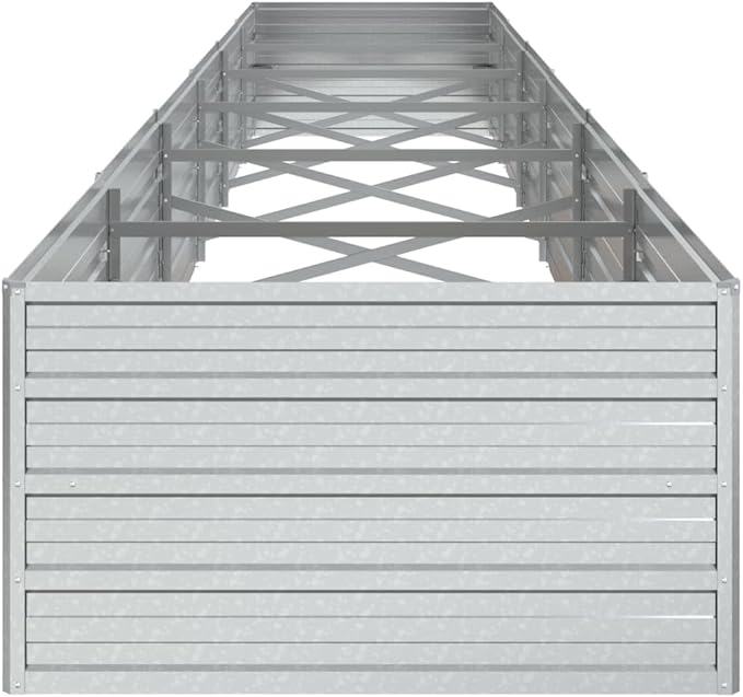 Galvanized Steel Garden Raised Bed Large Outdoor Planter Box with Open Bottom Metal Raised Planter Bed for Vegetables Flowers 189x31.5x17.7 Silver-386