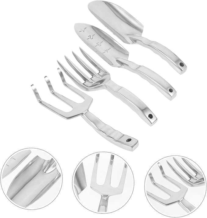 POPETPOP 1set Multi-Purpose Garden Tool Set Ergonomic Planting Shovels and Rakes for Easy Soil Loosening Lightweight Gardening Supplies Includes Large Spade Measuring Trowel Three-Prong and
