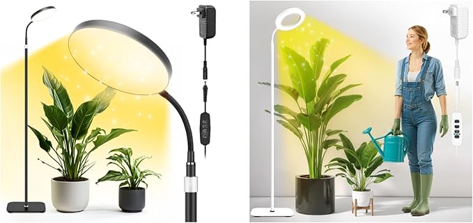 Indoor Plant Grow Light 20W Full Spectrum Growing Warm Lights Auto Cycle Timer 63in Telescopic Height Adjustable Floor Stand 10-Level DimmableLarge Tall Small Plants LED Growth Lamp