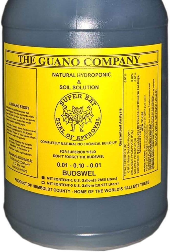 Hydrofarm GUBS128C Super Bat Budswel Organic Hydroponic Liquid Nutrient Solution for Strong Blooms in Garden Soil Flowers and Plants 1 Gallon