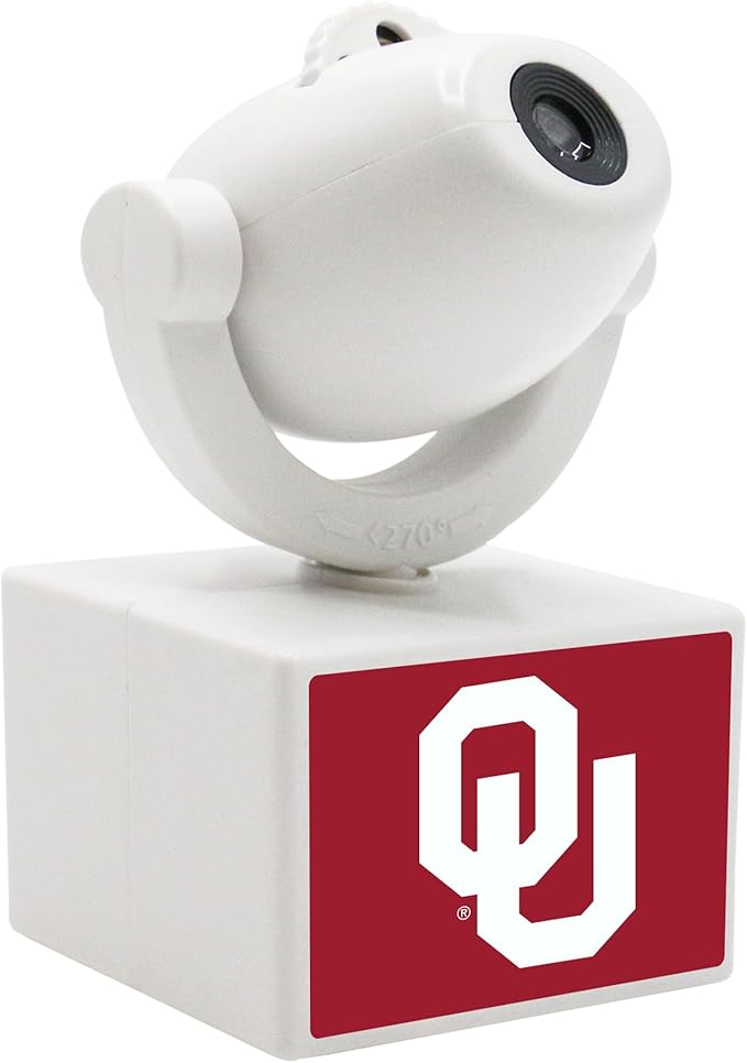 Sporticulture NCAA American Football Oklahoma Sooners - Adjustable Led Mini Spotlight Projector with 6 Team Logo Designs - Portable &amp Rechargeable Spotlight - Battery-Operated - 4.375” x 3.125”