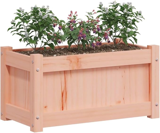 Solid Wood Douglas Raised Garden Bed Planter Large Outdoor Planter Box for Vegetables Flowers Plants 23.6x12.2x12.2 Decor for Patio Balcony Garden