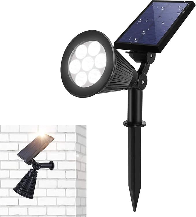 Solar Landscape Lights 7 LED Solar Spotlights 2 in 1 Security Light Solar Lights Outdoor Waterproof for TreePatioYard (White)