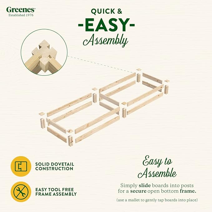 Greenes Fence Original Pine Raised Garden Bed 2' x 8' x 7 - Made in USA with American Pine