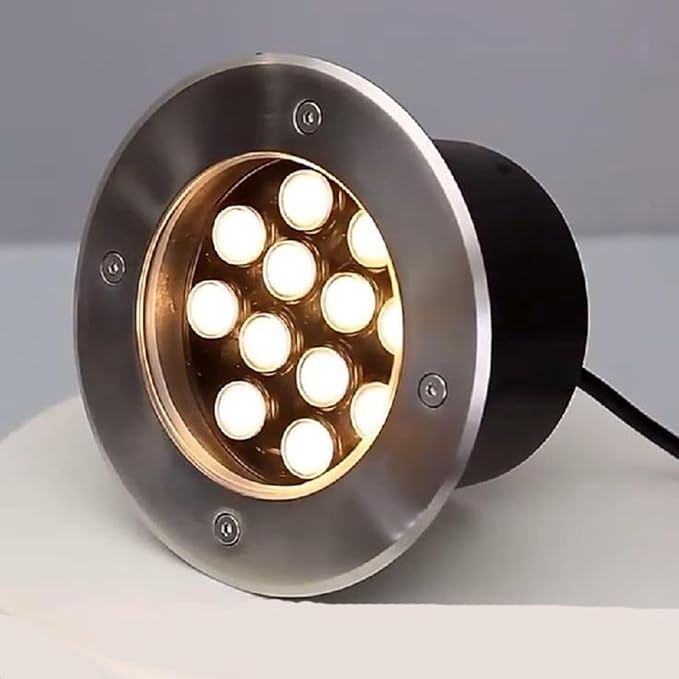 LED Ground Lights Outdoor Underground Light Waterproof IP66 Buried Spot Light AC85-110V for Pathway Driveway Deck Garden Round Landscape Lamp