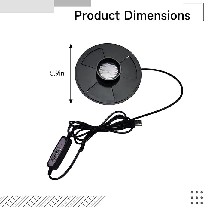 Black Aluminum Plant Grow Light with Timer USB Powered 5.9 in Lamp for Terrariums 66.9 in Cord