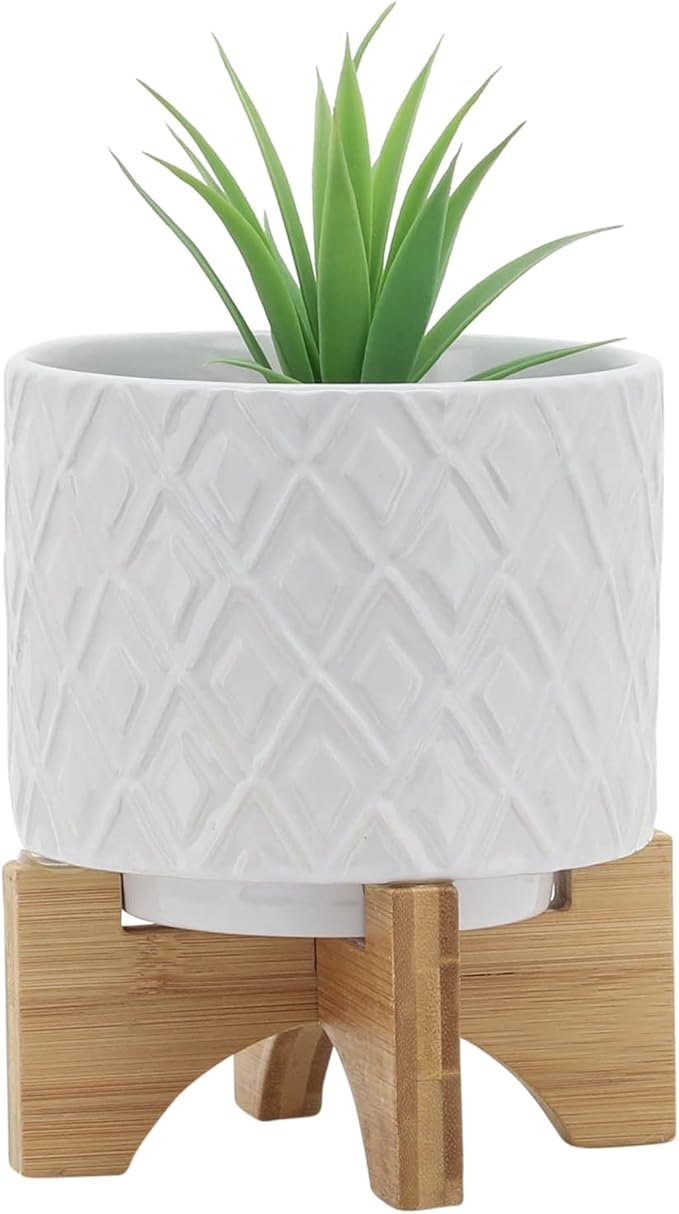 Generic 5 Diamond Planter W Stand White