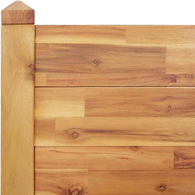 vidaXL Solid Acacia Wood Raised Garden Bed - Stackable Design Ample Planting Space Open Bottom for Efficient Drainage Indoor/Outdoor Use - 63x23.6x17.3 inches