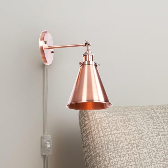 2-Pack Hook Mounted Plant Light Full Spectrum 4500K 10W Adjusted Angle &amp Light Beam Range 15-60 Degree Vintage Red Bronze Wall Lamp for Indoor Plants Flowers Growing