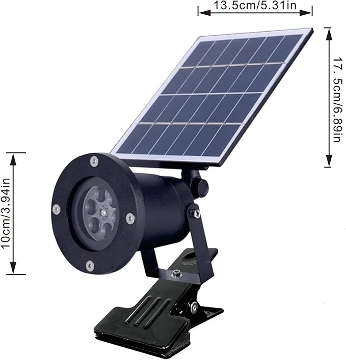 Outdoor LED Spotlight Waterproof Solar Spotlights with Clip Security Tree Spotlights Adjustable IP65 Mini Clip Lamp for Billboards Courtyard Garden Pathway Light-Operated HWD0177