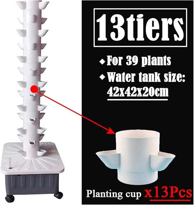 Hydroponics Growing System Balcony Hydroponic Growing System Detachable Colonization Cups Home Garden Farm Greenhouse Vertical Tower Planters Hydroponic Tower (White 13)