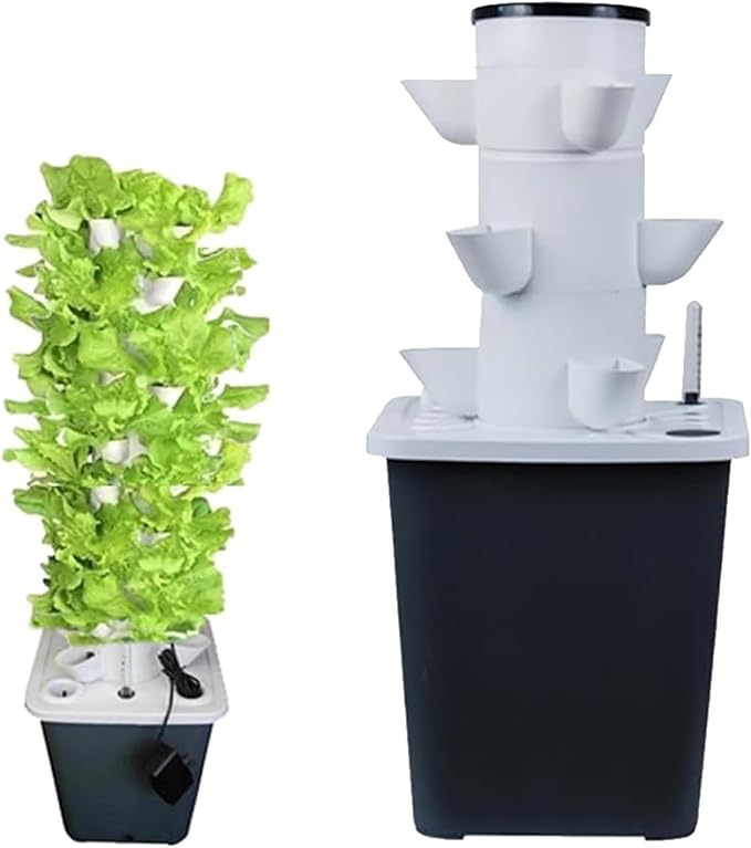 Garden Hydroponic Growing System 15/20/25/30 Pods Hydroponics Tower Aquaponics Planting System with Hydrating Pump Adapter Net Pots Timer (Color : 15holes)