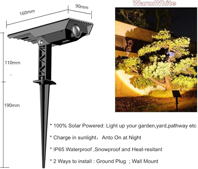 Solar Spot Light Outdoor Solar Tree LightsLandscape Lighting IP65 Waterproof for GardenWalkwayYard WarmWhite Light (2 Pack)