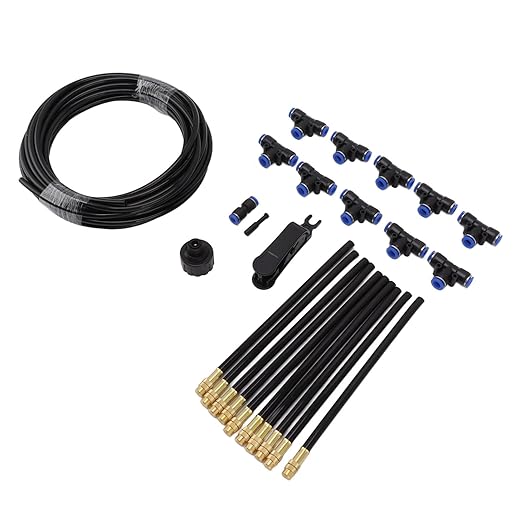 Haofy Drip Irrigation Kit with 360 Bendable Nozzle PE Tube Brass Nozzles for Garden Yard Lawn Patio Plants Flower Bed Vegetable Garden Greenhouse Use US Standard Hose Systems