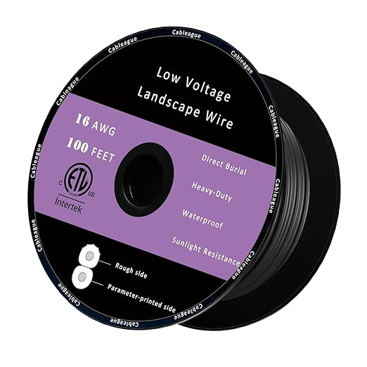 16/2 Low Voltage Landscape Lighting Wire 100ft 16AWG*2C Waterproof Pure Copper Outdoor Direct Burial 100 feet Black