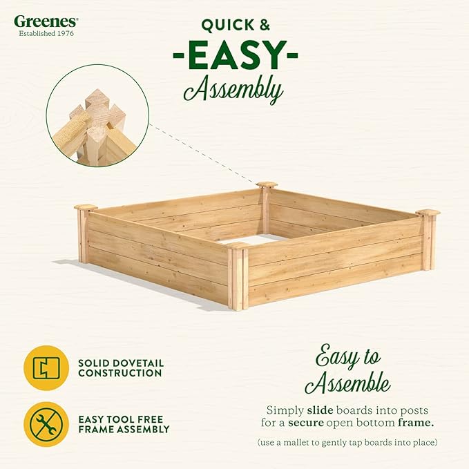 Greenes Fence Premium Cedar Raised Garden Bed 4' x 4' x 10.5 (3/4 Thick) (2-Pack) - Made in USA with North American Cedar