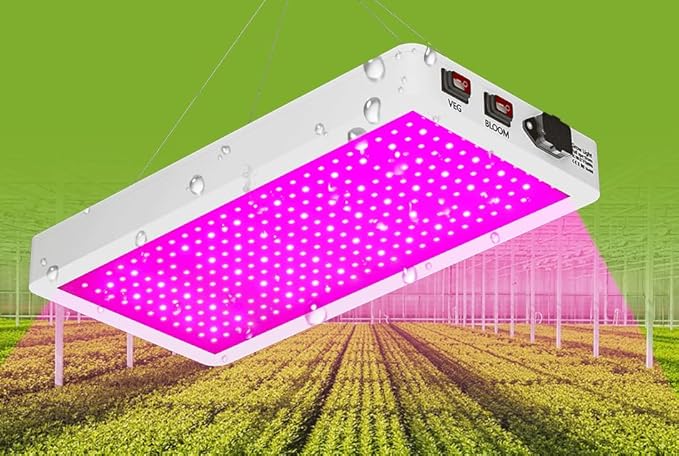 2 Packs 800W LED Full-Spectrum Sunlight Planting Grow Lighting Dimmable Veg/Bloom 2 Modes 100-277V Wide Voltage US Plug Detachable Hooks Sunlight-Mimicking Lighting for Hydroponics Greenhouse Tents