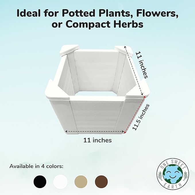 Raised Garden Bed - 1x1 ft Planter Box - White HDPE - No Tools Needed - DIY Kit for Urban Gardening Flowers Herbs &amp Vegetables - Made in The USA - 2 Pack