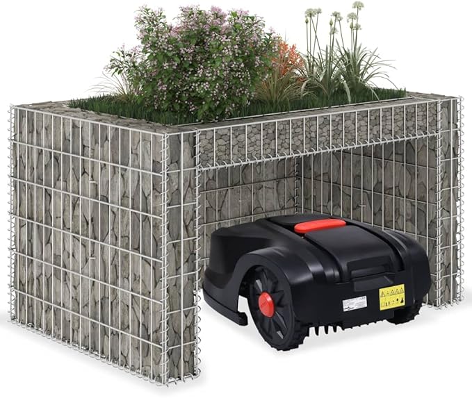 Lawn Mower Garage with Raised Bed 43.3x31.5x23.6 Steel Wire (Weight: 30.2 lbs)
