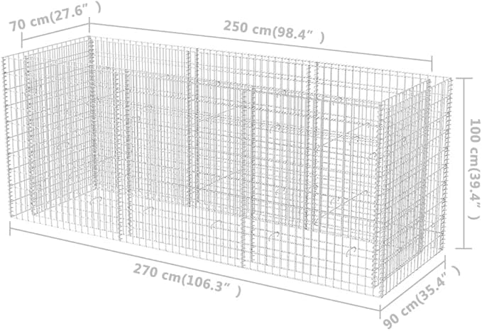YAFF Gabion Raised Bed Steel 106.3x35.4x39.4 (80.08lbs)