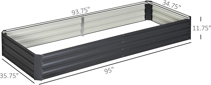 Galvanized Raised Garden Bed 7.9' x 3' x 1' Metal Planter Box for Growing Vegetables Flowers Herbs Succulents Gray