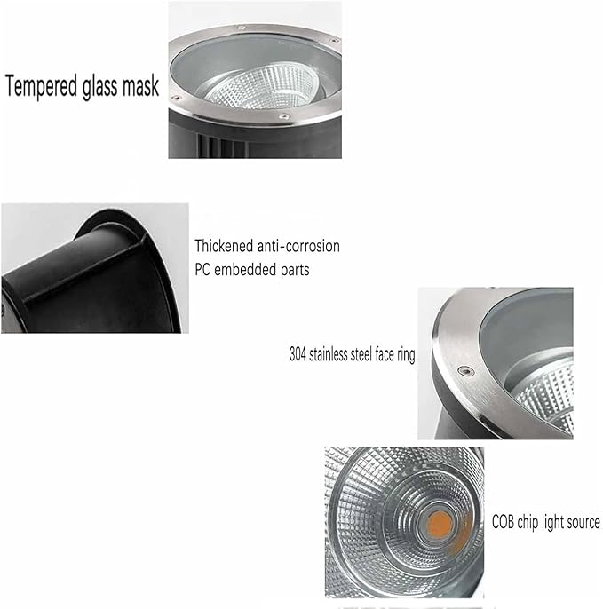 Underground Light LED - LED Beam Spotlight AC 24V Outdoor Buried Led Spot Lights IP67 ?Waterproof Adjustable Angle Embedded Ground Lamp Low Voltage LEDs Landscape Lights(Green20W) (Green 3W)