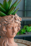 8x9x11.5 Brown Head Bust Planter Cement Head Planter Indoor Outdoor Home GDecor