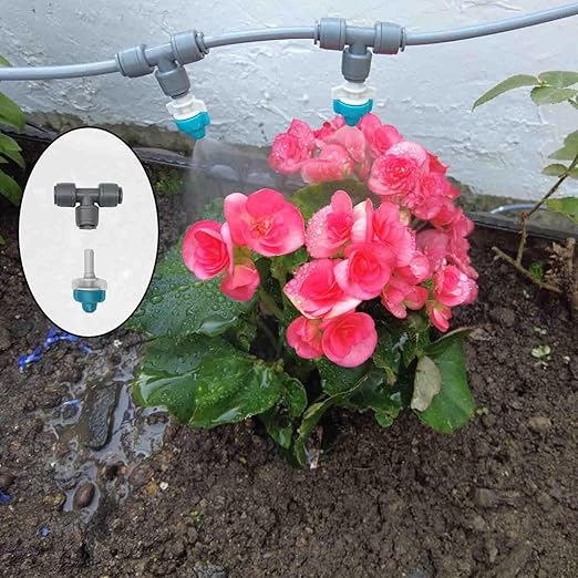 Drip Irrigation System with Water Timer Plug-in Quick Connection Drip Irrigation Kit 5/16“ID and 1/4 Inch Pipe Auto Watering System for Garden Spray for Greenhouse Garden Lawn Potted Plants