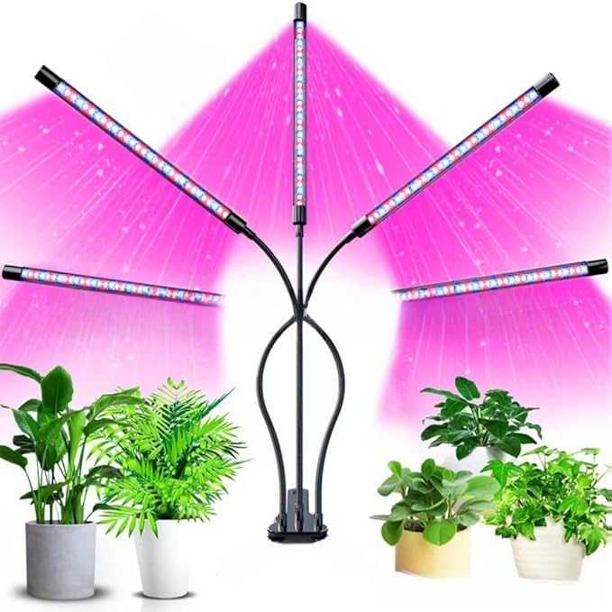 Indoor Plant Grow Lights - Upgraded 80 LEDs tri-Color switchable Full Spectrum and red/Blue Spectrum for Indoor Plants 5-Level dimmable auto on/Off tri-Color switchable (5)