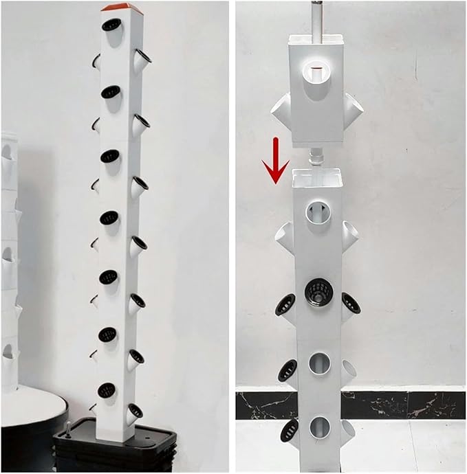 Hydroponic Tower Growing Sytem Indoor Vertical Hydroponics Tower Garden Aeroponic Growing System Kit Planting Frame for Fruits Vegetables White