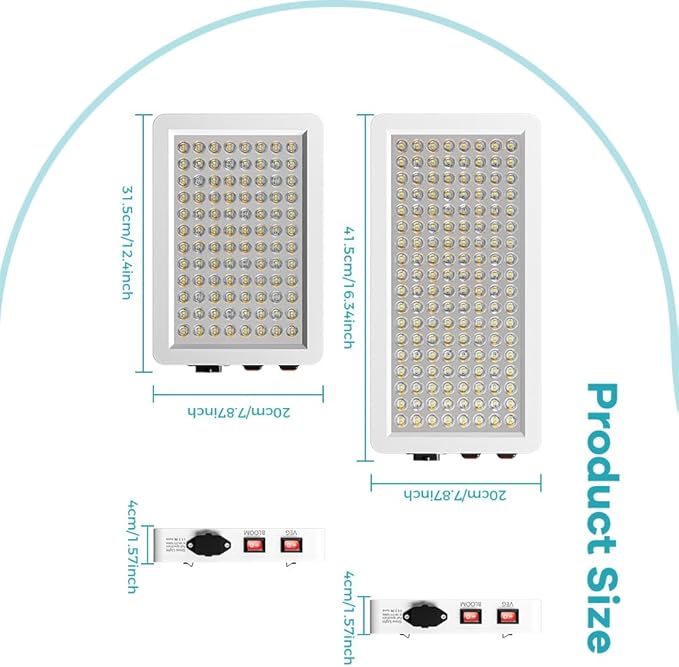 2PCS 1000W Led Plant Growing Light Full Spectrum Plant lamps 2835 Chips 288LEDs Red And Blue Lights Indoor Planting Growth Succulent Supplement Vegetable Seedling Flower Growth Us Plug And Hook Design