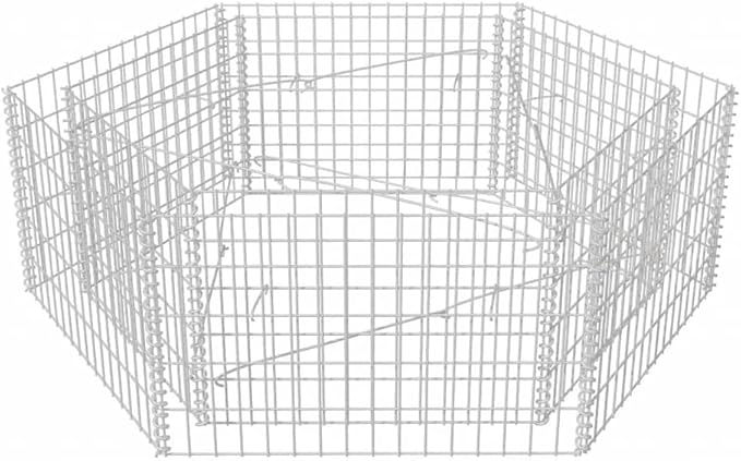 Gabion Raised Bed Silver Galvanized Steel 63x55.1x19.7 in Gardening Pots &amp Planters 142534