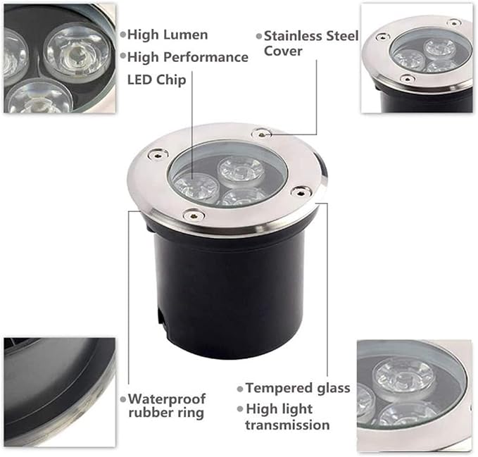 6PCS Landscape Lights - Outdoor Buried Lights AC85-265V IP66 Waterproof Recessed LED Spotlight Round Ground LED Spotlight for Villas Stair Step Lawn Lighting(Red1W)