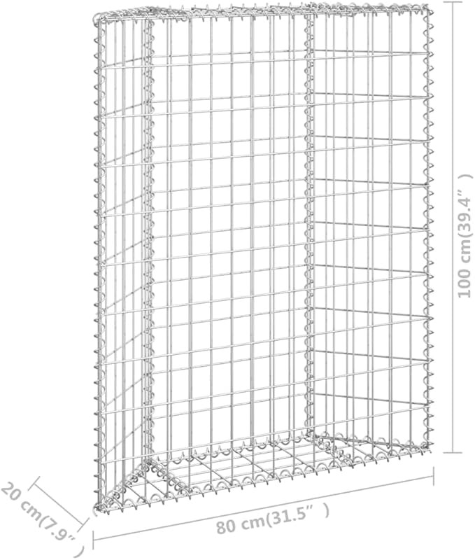 Galvanized Steel Trapezium Gabion Raised BedOutdoor Garden Galvanized Steel Wire Mesh Grid Stone Wall Flower Raised Bed for Vegetables Flowers Plants 31.5x7.9x39.4