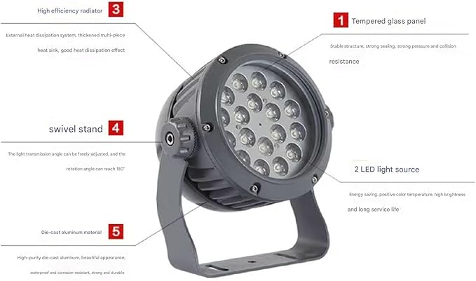 Outdoor Landscape Spotlights Outdoor LED Spotlight - Landscape Lights Round LED Floodlight IP65 Waterproof Courtyard Villa Lawn Light Garden Tree Light 180° Vertical R