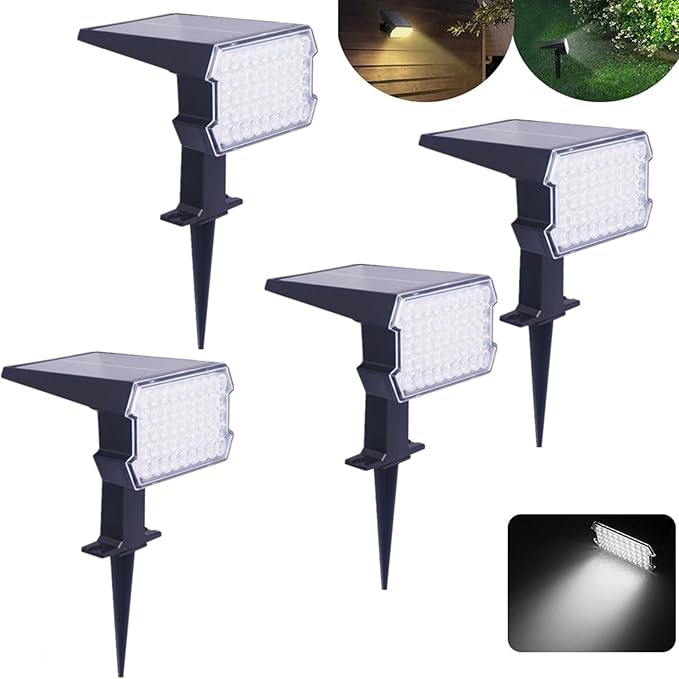 4Pcs RGB Solar Spot Lights Outdoor Garden28 LED 3 Modes IP65 Waterproof Garden Uplighters Solar PoweredAuto ON/Off Dusk Till Dawn Landscape Spotlights for YardDrivewayPathway(Sw2808-rgb10PCS)