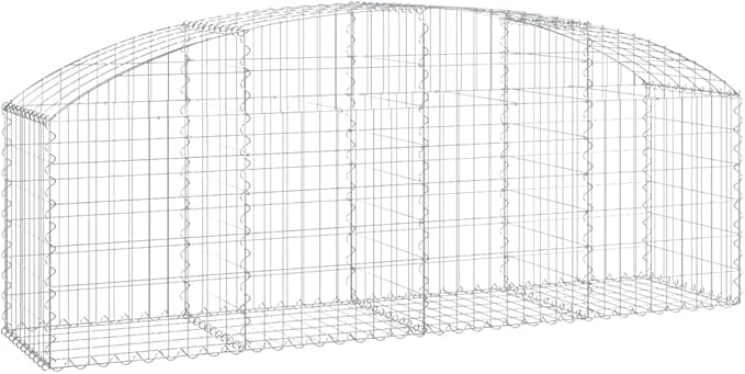 Gabion Basket Silver Galvanized Iron Rectangular Medium 78.7x19.7x23.6in Durable Outdoor Retaining Wall for Garden Landscaping