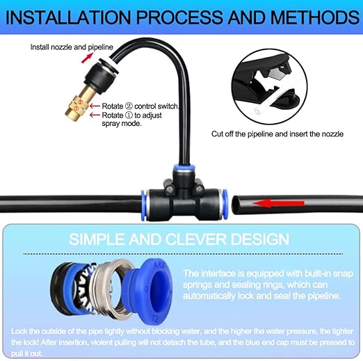 New Quick Connector Drip Irrigation KitsAutomatic Irrigation System With Replaceable 360-degree Bending Dropperatomizing Copper Nozzle For Watering System For Garden Plant Lawn Patio.(Copper Nozzle)