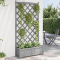 Planter with Trellis Gray Solid Wood Fir Raised Garden Bed Outdoor Garden Planter Box for Climbing Plants Patio Planters Elevated Raised Planter Box for Flowers and Vegetables