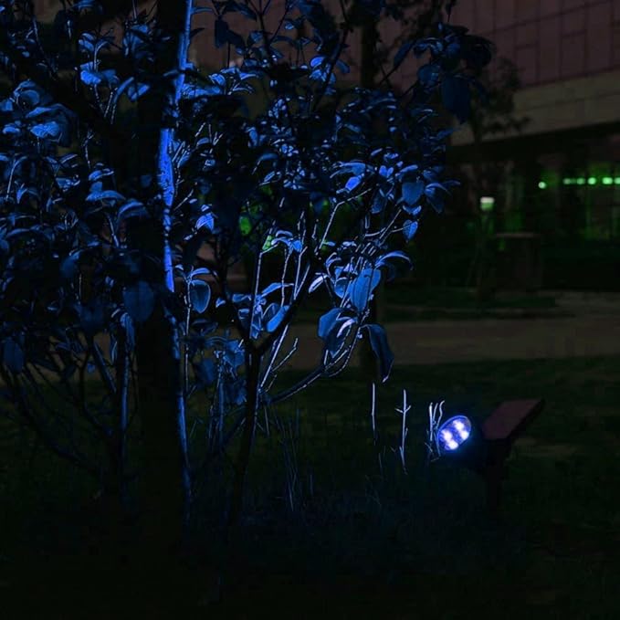 Solar Landscape Lights 4 LED Solar Spotlights 2 in 1 Waterproof Security Light Solar Lights Outdoor (Blue)
