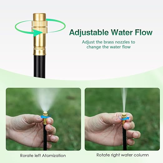 39FT Garden Mister System Automatic Garden Watering System with 360-degree Bending Dropper Atomizing Copper Nozzle Drip Irrigation System for Garden Greenhouse Yard Lawn Plant (12 Spray Nozzles)