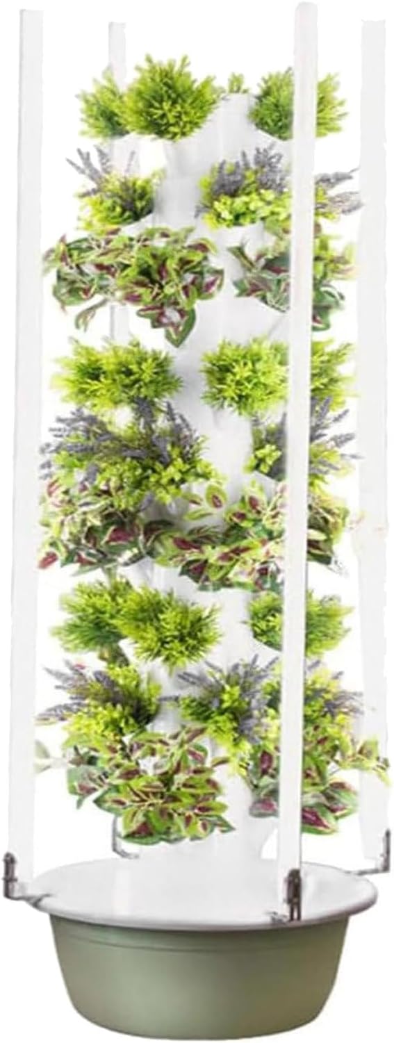 Hydroponic Tower(5 Floors/7 Floors/9 Floors) Hydroponic Growing System LED Light + Adapters + Water Pump for Indoor Herbs Fruits and Vegetables7Layer